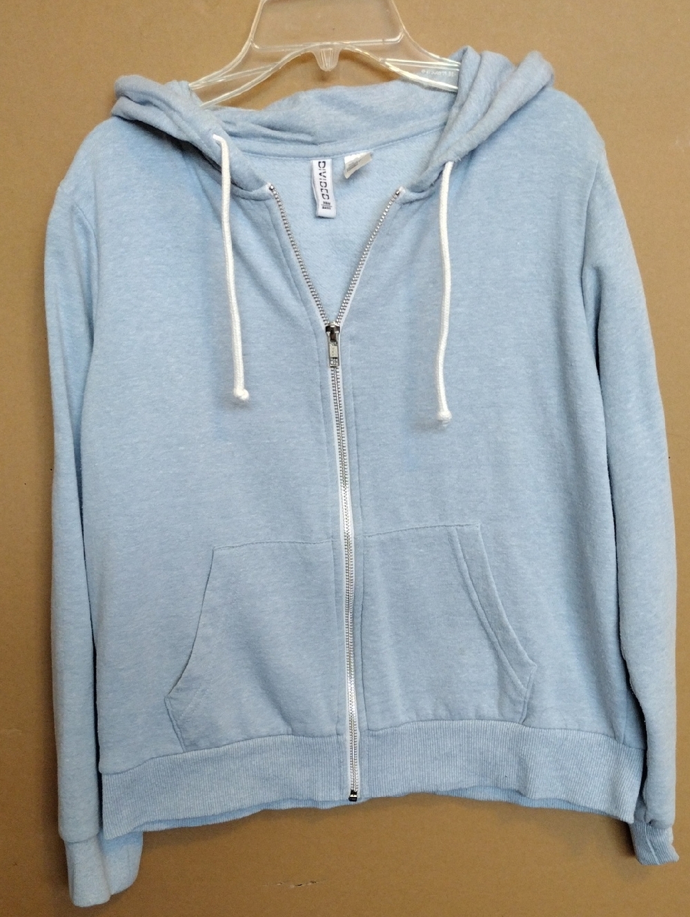 H&M Light Blue Zip-Up Hoodie with Silver Zipper